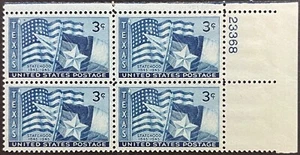 U.S. Scott #938, Plate Block of 4, 100th Anniversary of Texas Statehood, VF, MNH - Picture 1 of 2