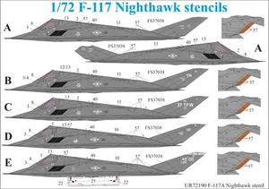 Calcomanías UpRise UR72190 - CALCOMANÍA F-117 plantillas Nighthawk 1/72 - Imagen 1 de 8