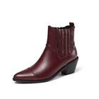 New Women Western Cowboy Pointy Toe Chunky Office Work Ol Ankle Boots 44/45/46 D