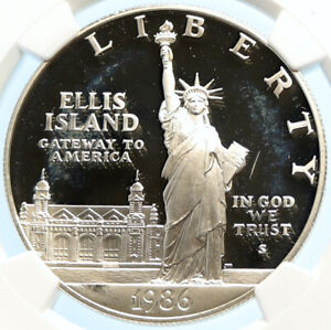 1986 S UNITED STATES Ellis Island Statue Liberty Silver Dollar Coin NGC i97844