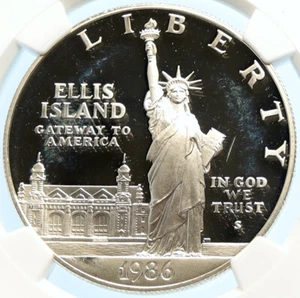 1986 S UNITED STATES Ellis Island Statue Liberty Silver Dollar Coin NGC i97844 - Picture 1 of 5