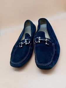 Ferragamo Parigi Gancini Dark Blue Shoe Casual Mens Horse Bit Driving Loafer 9.5 - Picture 1 of 6