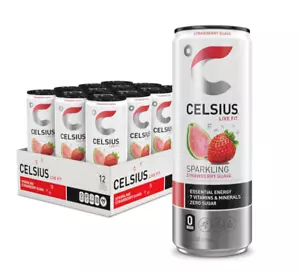 PACK OF 12 ✨ CELSIUS Sparkli STRAWBERRY GUAVA Energy Drink CANS | Zero Sugar Fun - Picture 1 of 5