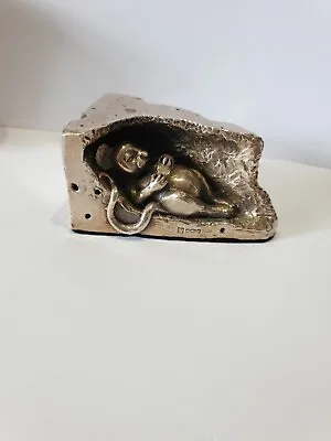 Hallmarked Silver Mouse Asleep In Slab Of Cheese - Signed - Fx Scappaticci • 100£