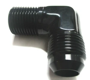 08 an male flare to 3/8" npt 90 degree adapter Show Polished black anodize alum - Picture 1 of 2