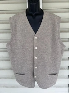 Bullock & Jones 100% Schurwolle Strick Meliert Taupe Weste Vintage Made In Italy - Bild 1 von 10