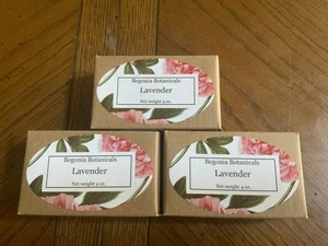 Begonia Botanicals Lavender Organic ingredients 3 bar pack 4 oz bars - Picture 1 of 2