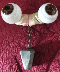 Antique German Hand Blown Glass Doll Rocker Eyes Brown - Picture 1 of 5