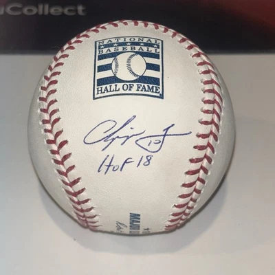 奇珀·琼斯“18”签名罗林斯名人堂标志棒球美国职棒大联盟和狂热分子真品证明 — 第 1/2 张图片