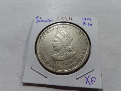 C114 El Salvador 1914 Peso Plata XF Foto 1 de 2