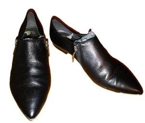 Patrick Cox Geox Black Leather Flat Shoes Pointy 39 6 - Picture 1 of 11