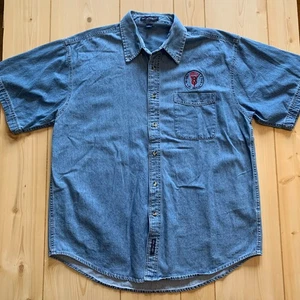 Vintage Ford Early V-8 Club of America Embroidered Denim Button Down Shirt XL - Picture 1 of 6