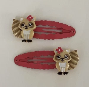 Gymboree Girls Friendship Camp Raccoon Hair Clips Barrettes Set Of 2 - Picture 1 of 2