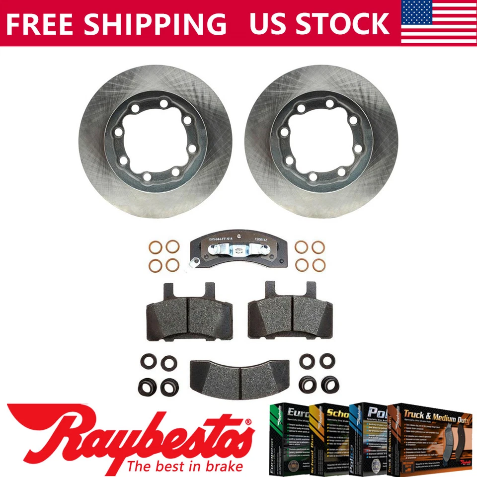 Front Brake Rotors + Metallic Brake Pads Hardware For 1988-1989 Chevrolet K3500 - Image 1 of 4