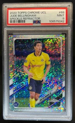 2020-21 Topps Chrome UEFA Jude Bellingham Refractor RC Speckle Rookie #68 PSA 9 - Image 1 of 2