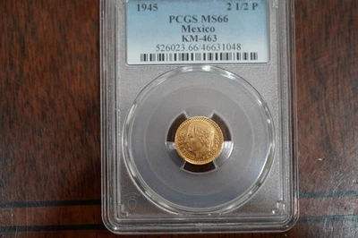 1945-Mo México 2 1/2 Pesos PCGS MS66 2.5 Pesos Oro Foto 1 de 3