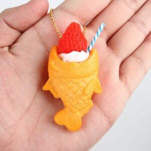 Keyring Fish Biscuit Keychain Funny Fruit Ice Cream Food Toy  Hanging Accessory