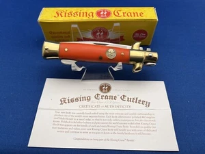 Kissing Crane Stiletto Premium Manual Folding Lock Blade Orange Pocket Knife COA - Picture 1 of 6