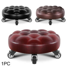 360 Rotating PU Leather Rolling Stool with Wheel Fitness Heavy Duty Home Office