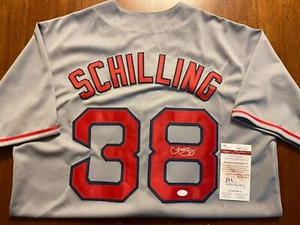 CURT SCHILLING SIGNED AUTOGRAPHED BOSTON RED SOX CUSTOM GREY JERSEY JSA COA - Picture 1 of 3