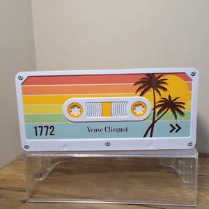 Veuve Clicquot 1772 Retro Cassette Tape Empty Tin Box Storage Palm Tree & Beach - Picture 1 of 13
