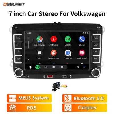 Bluetooth Car Stereo Radio GPS Head Unit CarPlay For VW Jetta MK5/6 GTI Amarok - Image 1 of 4
