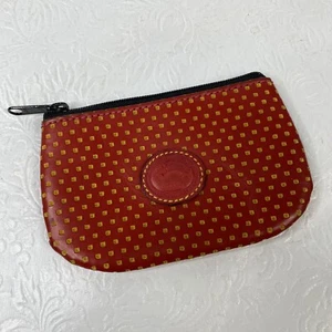 Vintage Dooney & Bourke rot Leder Cabrio klein Reißverschluss Kleingeld Geldbörse - Bild 1 von 7