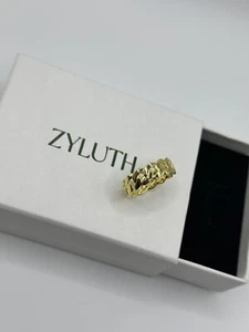 Men & Women 925 Silver Gold Plated Cuban Ring Size 8 Fashion Jewelry - Picture 1 of 6