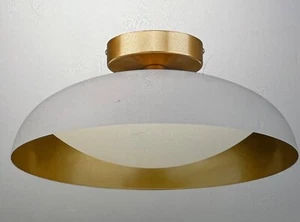 kudos flush mount light fixture, 16” LED White and gold finish - Picture 1 of 5