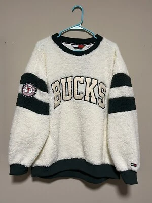 Milwaukee Bucks x Tommy Hilfiger Sweater Mindy Sherpa Pullover Womens Medium NWT - Image 1 of 4
