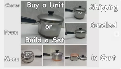 Revere Ware Copper Stainless 1Qt,2Qt,3Qt Saucepan & Lid [Pick Pot Steamer Boiler - Image 1 of 4