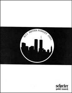9/11/2001 Never Forget NYC World Trade Center Twin Towers Schecter guitar ad - Picture 1 of 3