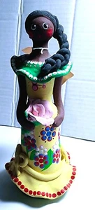 Muñeca de arcilla vintage Artesania Dominicana hecha a mano con etiqueta original - Imagen 1 de 6