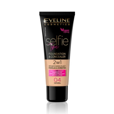 Eveline Selfie Time 2 in 1 Covering Foundation & Concealer - 04 Natural 30ml - Image 1 of 2
