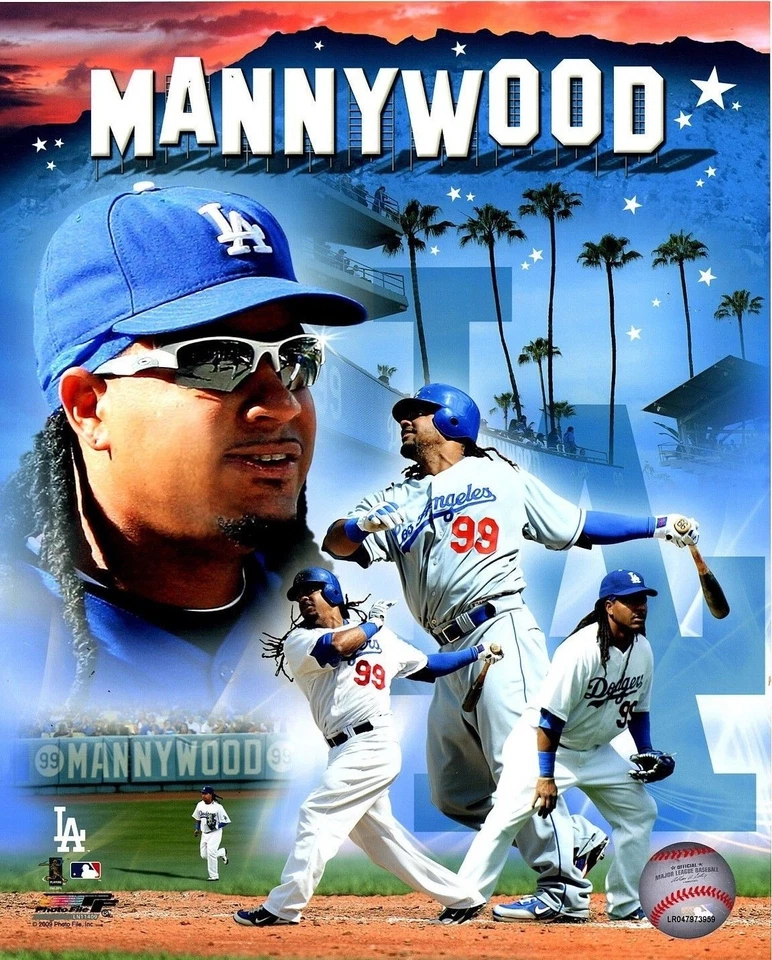 Foto brillante 8x10 Manny Ramírez Los Angeles Dodgers con licencia Mannywood MLB Foto 1 de 1