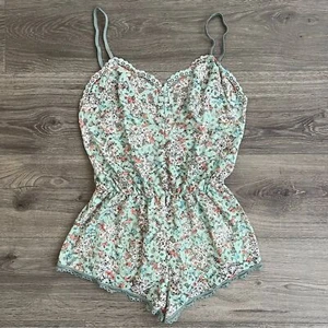 Victorias Secret Lace Romper Small Lingerie Mint Green Floral Romantic Feminine - Picture 1 of 12