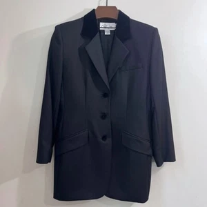 VTG Pappagallo Pure Wool Velvet Trim Women’s Coat L Black Dressy Formal Pristine - Picture 1 of 14