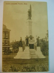 ANTIQUE SOLDIER'S MONUMENT AT WEBSTER, MASS. POSTCARD/GOOD COND/RARE/COLLECTIBLE - Picture 1 of 3