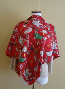 Vintage Nicole Miller Red Multicolored Large Square Baseball Theme Scarf Wrap - Picture 1 of 8