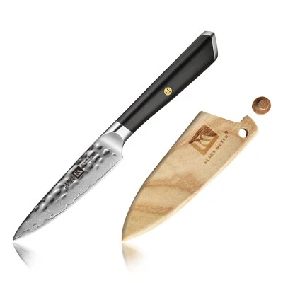 Klaus Meyer Spada Damascus Steel 4 inch Paring Knife with Wood Sheath