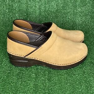 Dansko Women's Camel /  Tan Leather Suede Professional Clogs Size 38 US 7.5-8
