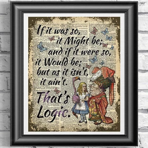 Original Art Print on Dictionary Book Page Published in 1889 Alice in Wonderland - Picture 1 of 4