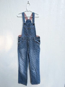 Hanna Andersson Denim Polka Dot Cotton Bibs Overalls Youth Kids Size 8 130cm - Picture 1 of 4