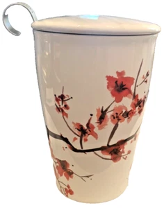 Tea FORTE Kati Cup Cherry Blossom 12oz. Ceramic Tumbler with fuser set/2 - Picture 1 of 6
