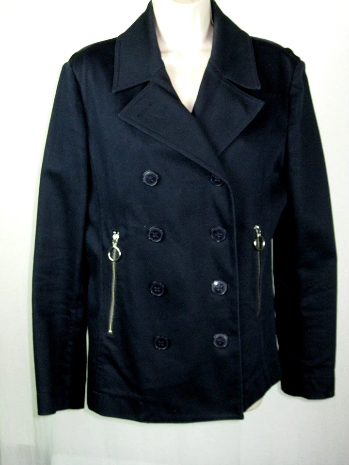 Chaqueta Blazer MICHAEL KORS MK Para Mujer Azul Lona Doble Pecho Trabajo MEDIANA NUEVA SIN ETIQUETAS Foto 1 de 4