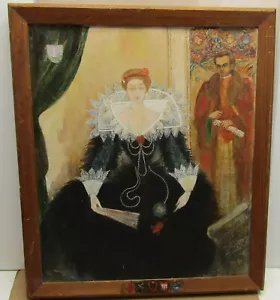 Quadro ad olio vintage tela ritratto di famiglia Krystyna Laskownicka artista reale - Foto 1 di 9