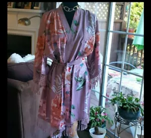 Lounging robe Kimono style fringes One size NWT - Picture 1 of 4
