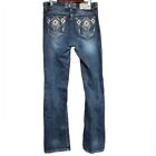 Grace In LA Easy Fit Bootcut Embroidered Jeans Rhinestone in Women?s Size 28