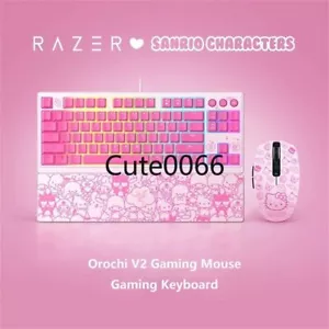 Razer x Sanrio Hello Kitty Orochi V2 Gaming Mouse and Mechanical Keyboard Bundle - Picture 1 of 14