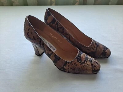 BOMBAS VALERIE STEVENS ANGEL MUJER TALLA 7,5 M CUERO MARRÓN ESTAMPADO SERPIENTE ESPAÑA Foto 1 de 4